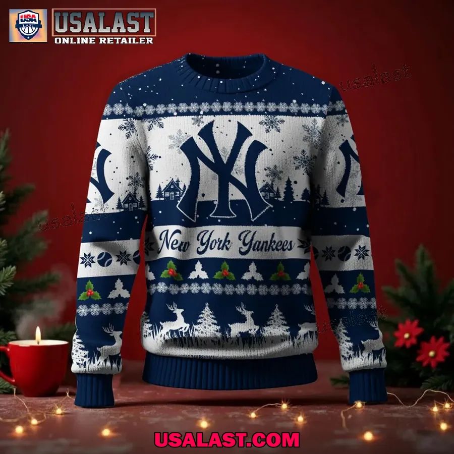 New York Yankees Ugly Christmas Sweater Jumper - Adult & Kids T-Shirts, Sweatshirts & Hoodies apparel design preview 1