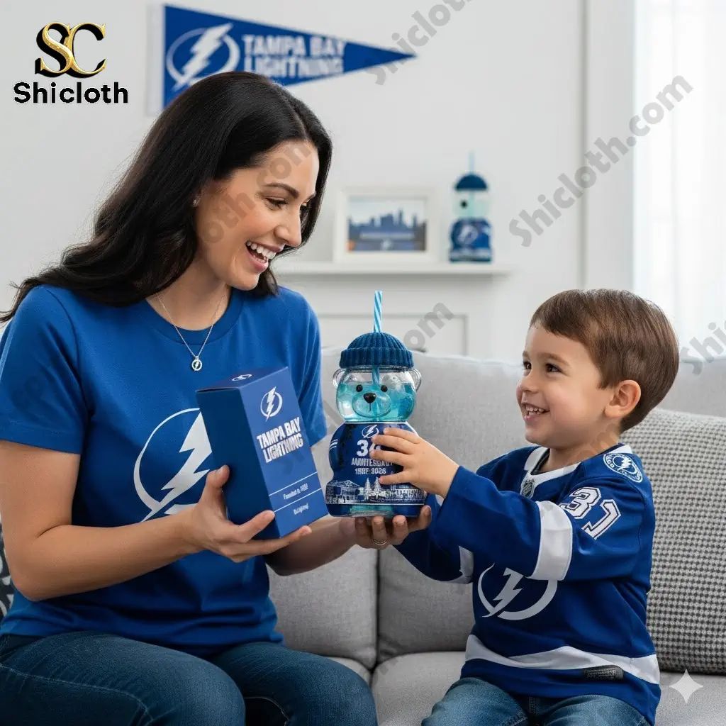 Tampa Bay Lightning 34th Anniversary Bear Bottle - Adult & Kids T-Shirts, Sweatshirts & Hoodies apparel design preview 1