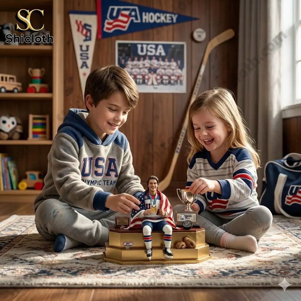 Jack Hughes 2026 Winter Olympic Gold Desktop 3D Pop - Adult & Kids T-Shirts, Sweatshirts & Hoodies apparel design preview 1