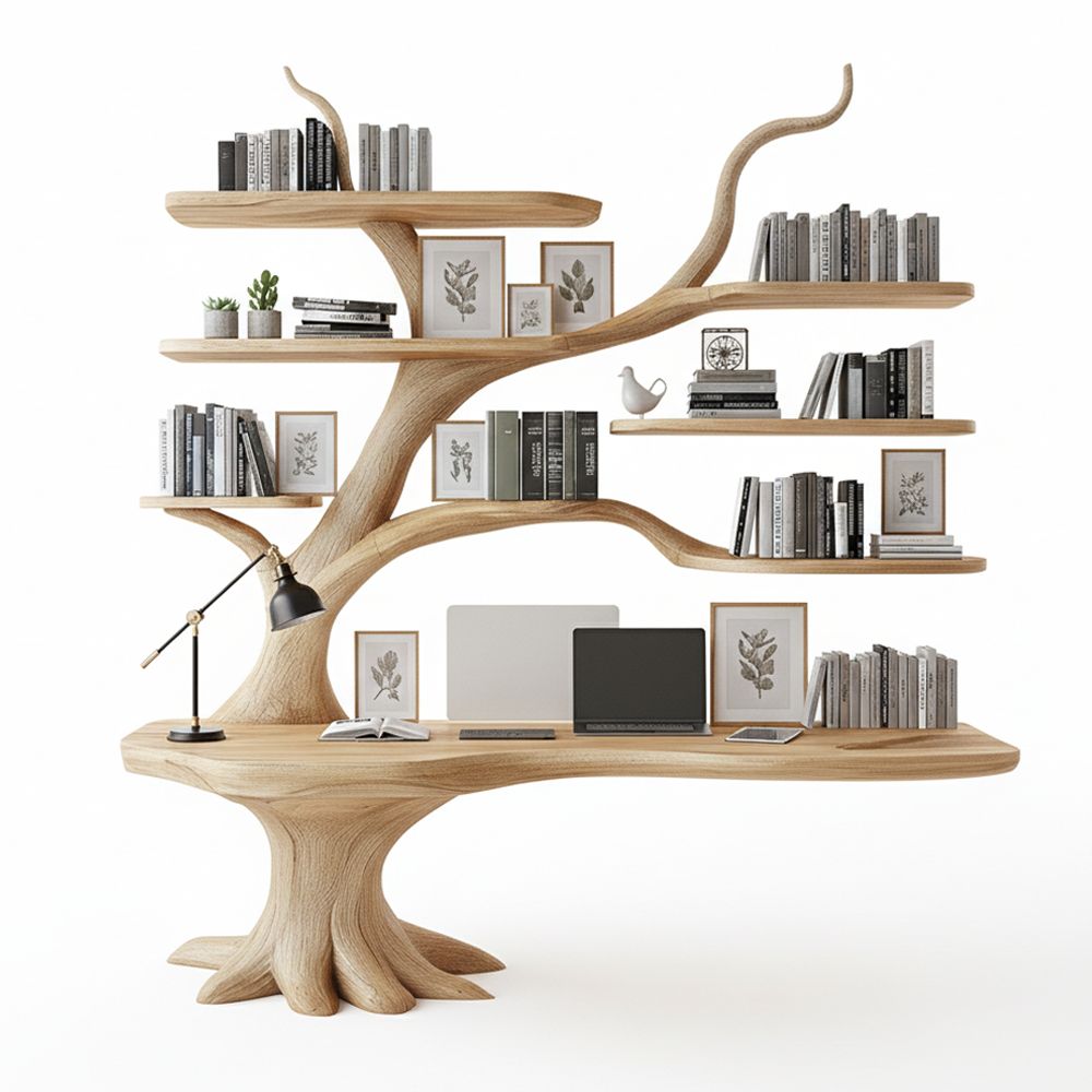 Handcrafted Tree Bookshelf Console Table Set - Adult & Kids T-Shirts, Sweatshirts & Hoodies apparel design preview 1