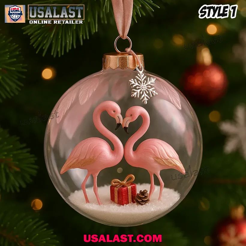 Flamingo Christmas Ornaments 2025 - Adult & Kids T-Shirts, Sweatshirts & Hoodies apparel design preview 1