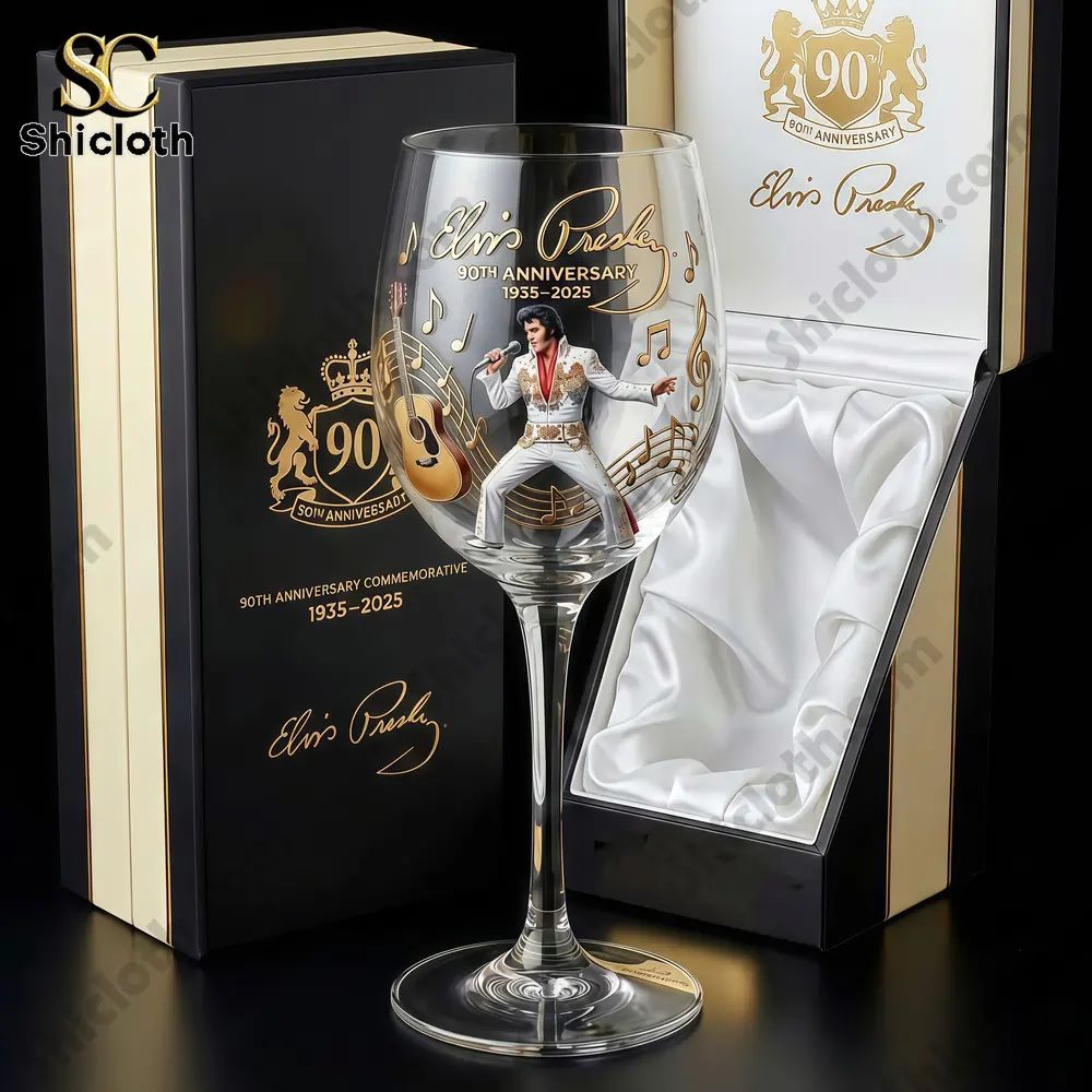 Elvis Presley 90th Anniversary Commemorative Glass - Adult & Kids T-Shirts, Sweatshirts & Hoodies apparel design preview 1
