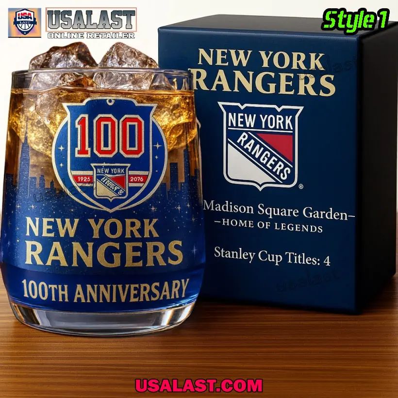New York Rangers 100th Anniversary 15oz Wine Glass - Adult & Kids T-Shirts, Sweatshirts & Hoodies apparel design preview 1