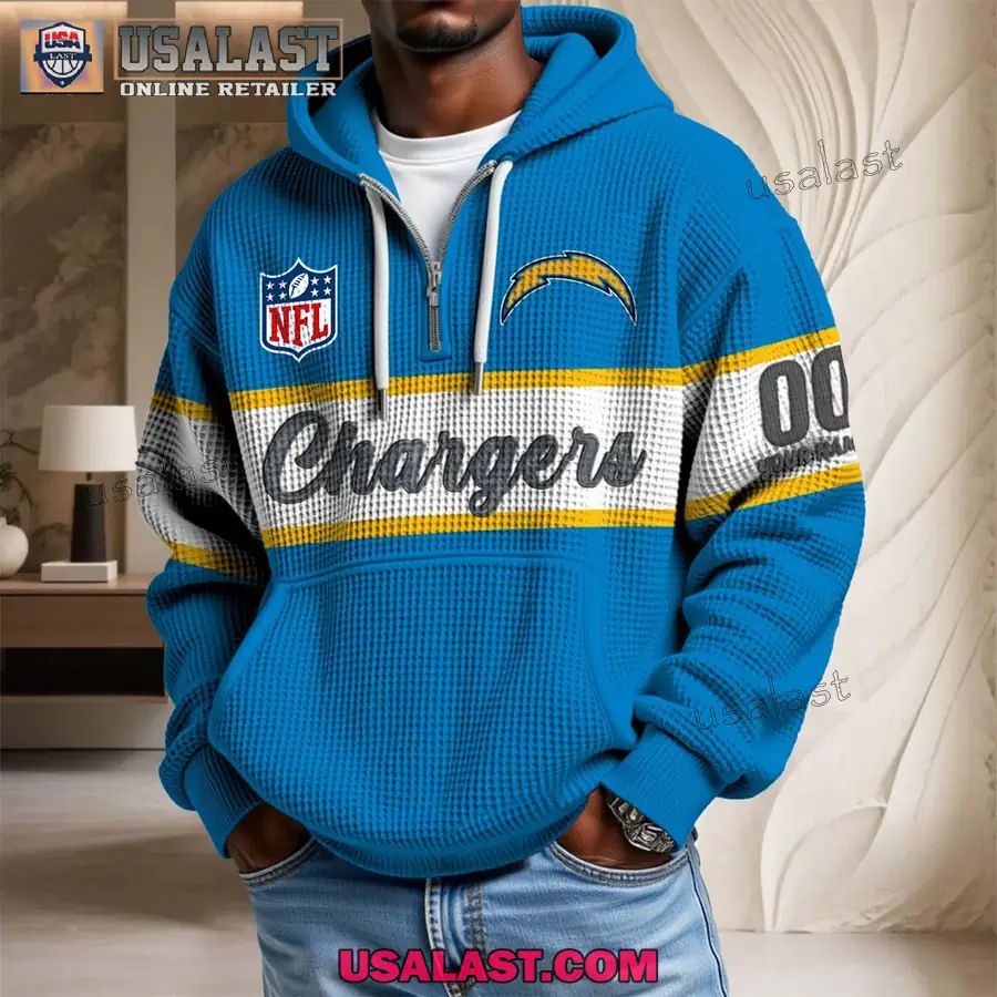 Los Angeles Chargers Waffle Half Zip - Adult & Kids T-Shirts, Sweatshirts & Hoodies apparel design preview 1