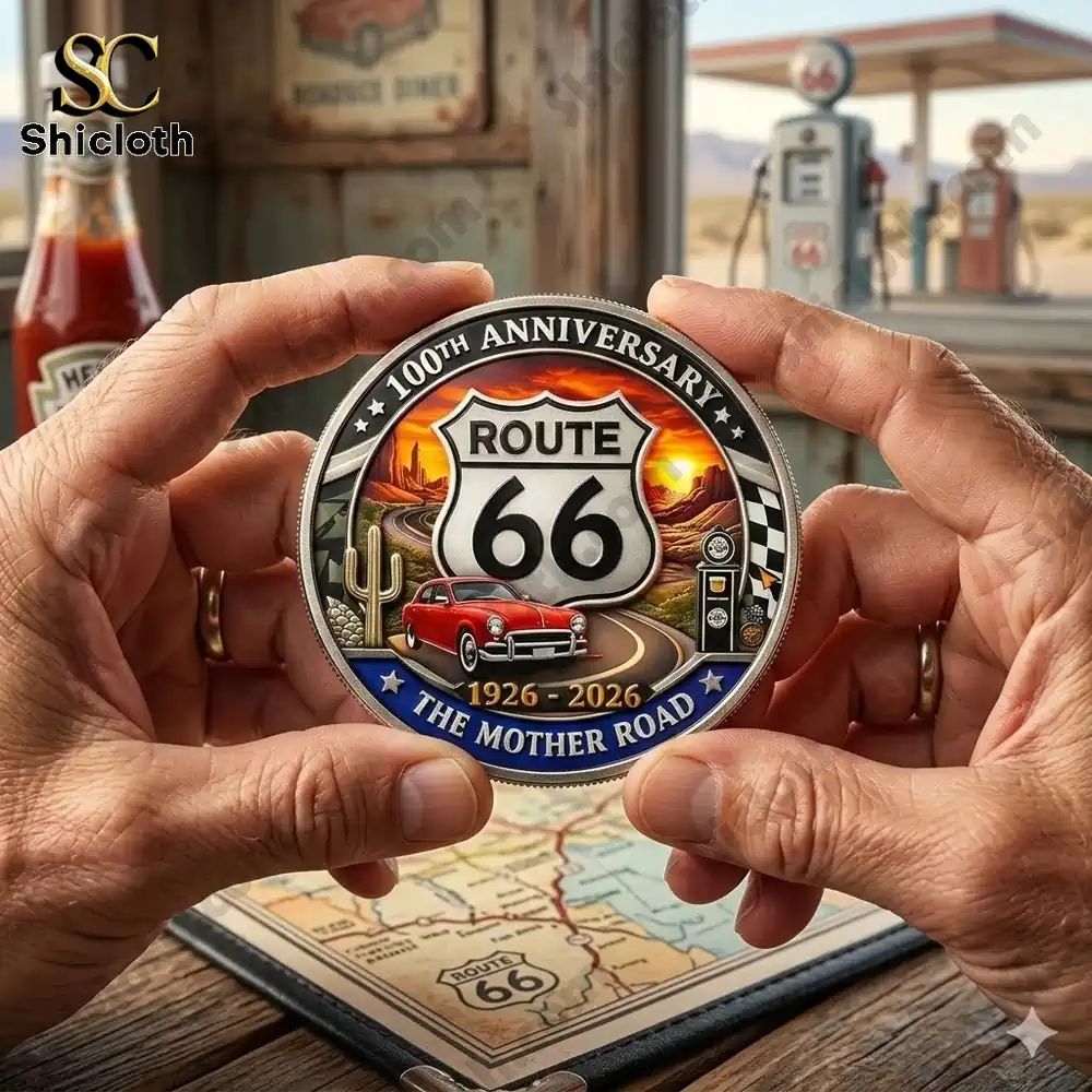 Route 66 100th Anniversary Commemorative Coin - Adult & Kids T-Shirts, Sweatshirts & Hoodies apparel design preview 1