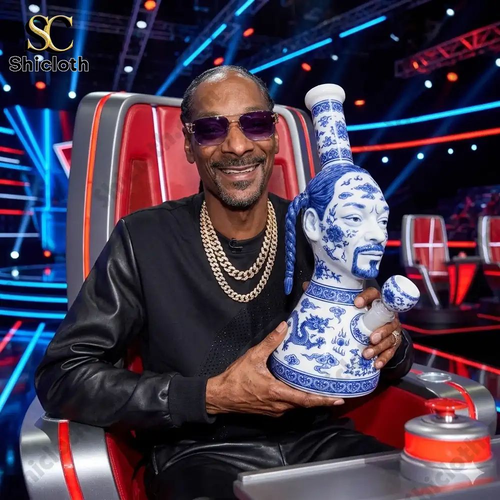 Snoop Dogg Blue and White Porcelain Bong - Adult & Kids T-Shirts, Sweatshirts & Hoodies apparel design preview 1