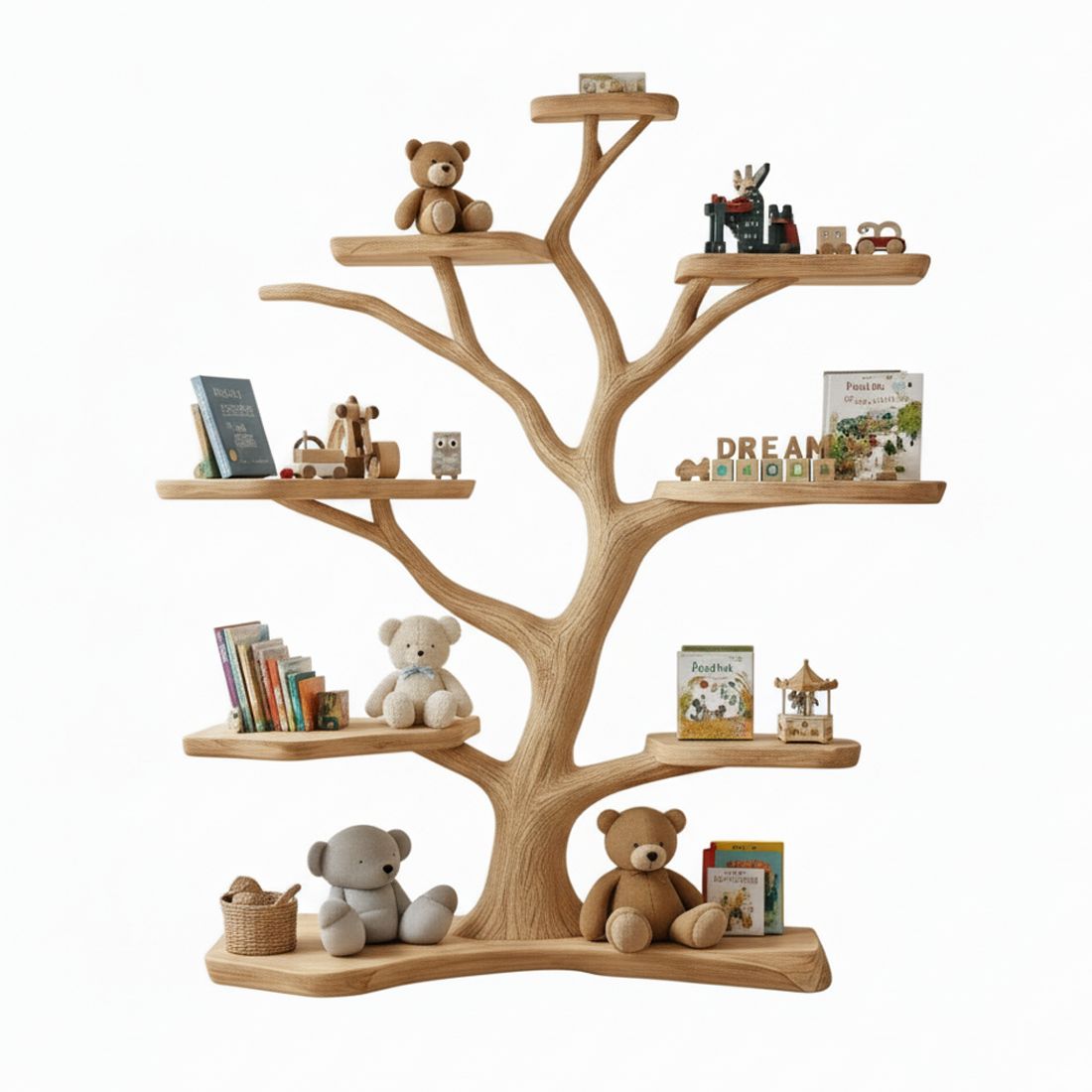 Tree-Shaped Wooden Shelf Handcrafted Wall Art - Adult & Kids T-Shirts, Sweatshirts & Hoodies apparel design preview 1