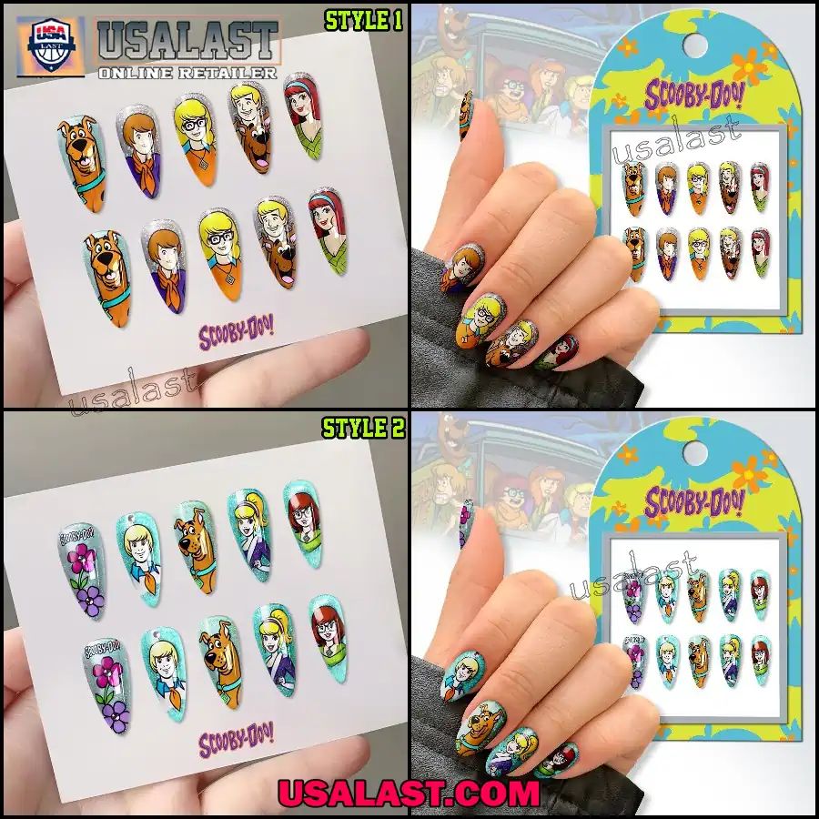 Scooby Doo Custom Acrylic Nails Box Set - Adult & Kids T-Shirts, Sweatshirts & Hoodies apparel design preview 1