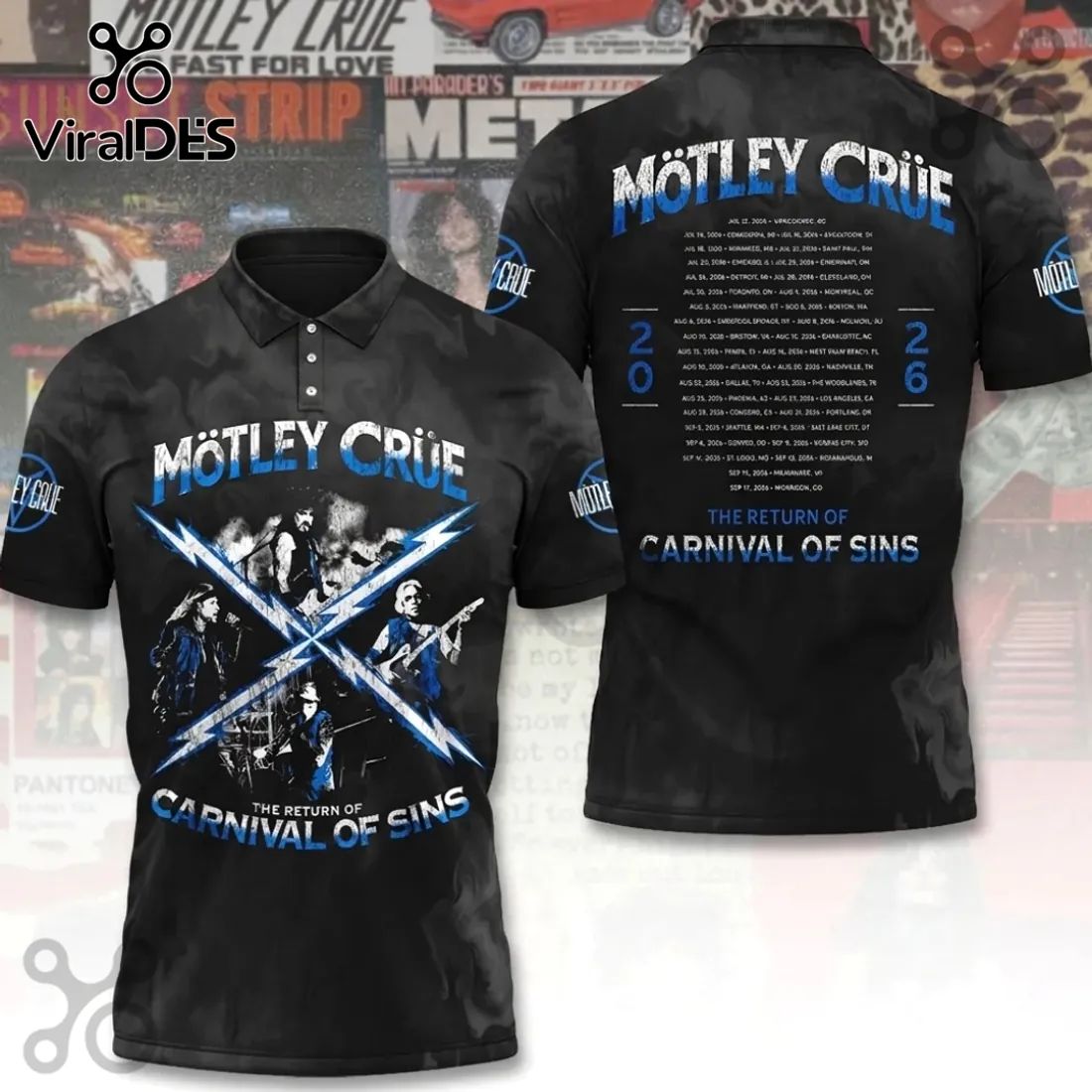 Motley Crue Carnival Of Sins 2026 Tour Polo - Adult & Kids T-Shirts, Sweatshirts & Hoodies apparel design preview 1