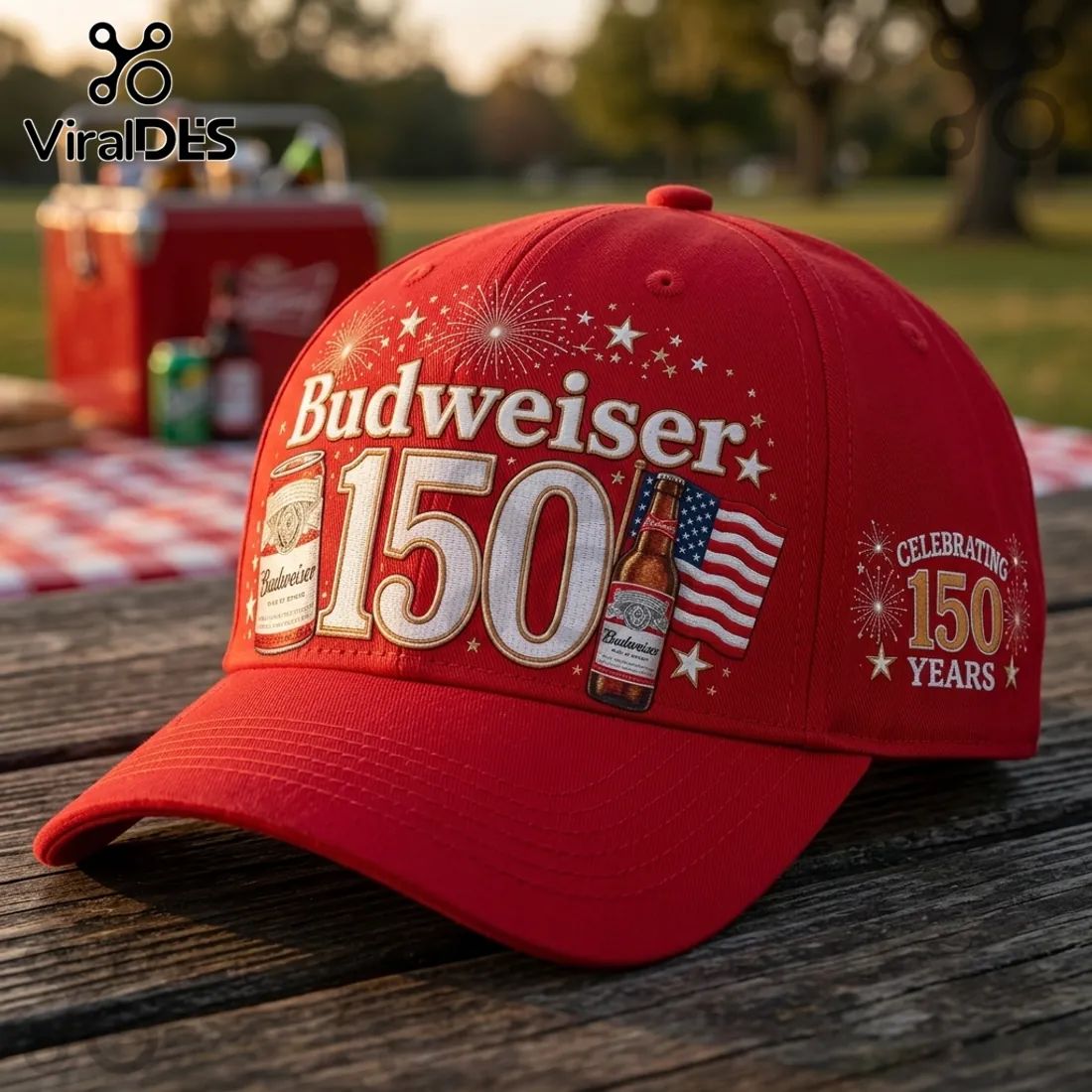 Budweiser 150th Anniversary Red Baseball Cap - Adult & Kids T-Shirts, Sweatshirts & Hoodies apparel design preview 1