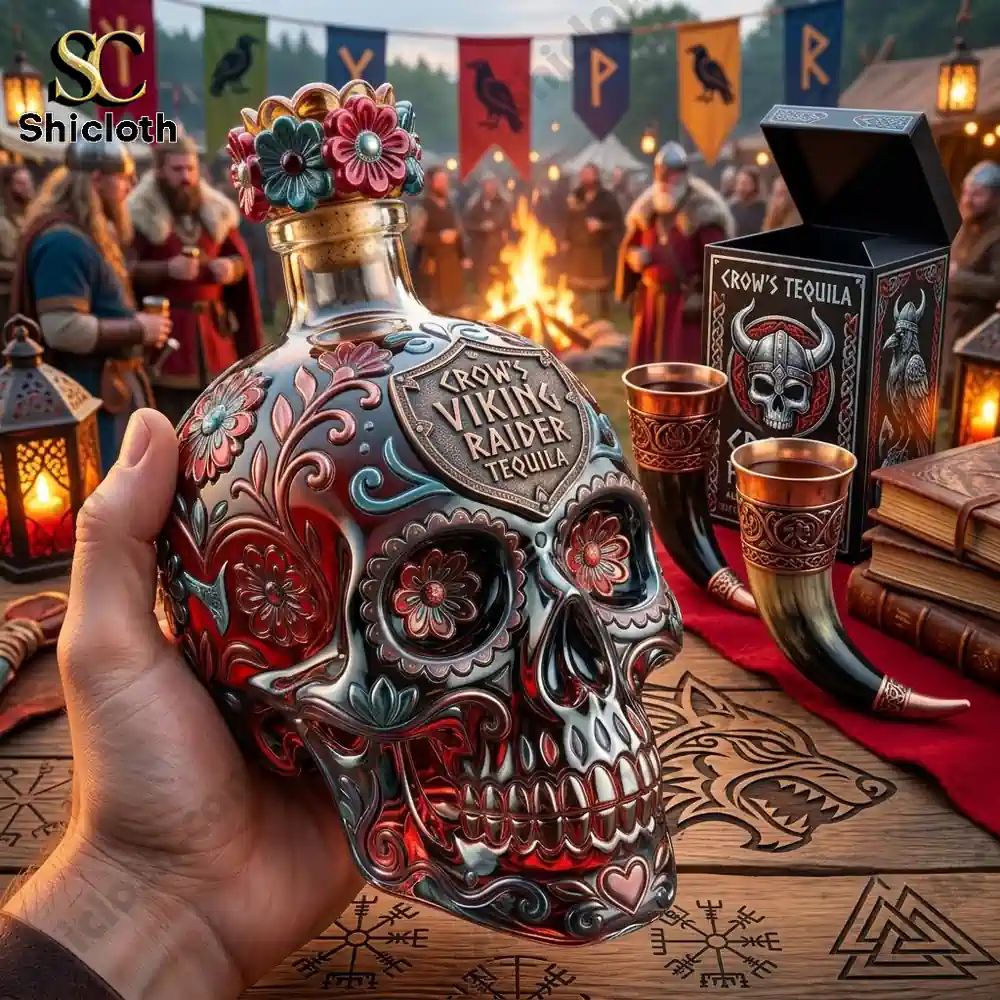 Crow's Viking Raider Tequila Valhalla Edition Skull - Adult & Kids T-Shirts, Sweatshirts & Hoodies apparel design preview 1