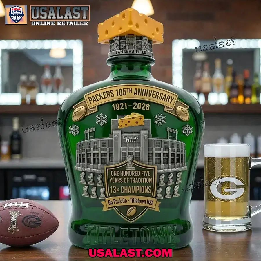 Green Bay Packers 105th Anniversary Whiskey Decanter - Adult & Kids T-Shirts, Sweatshirts & Hoodies apparel design preview 1