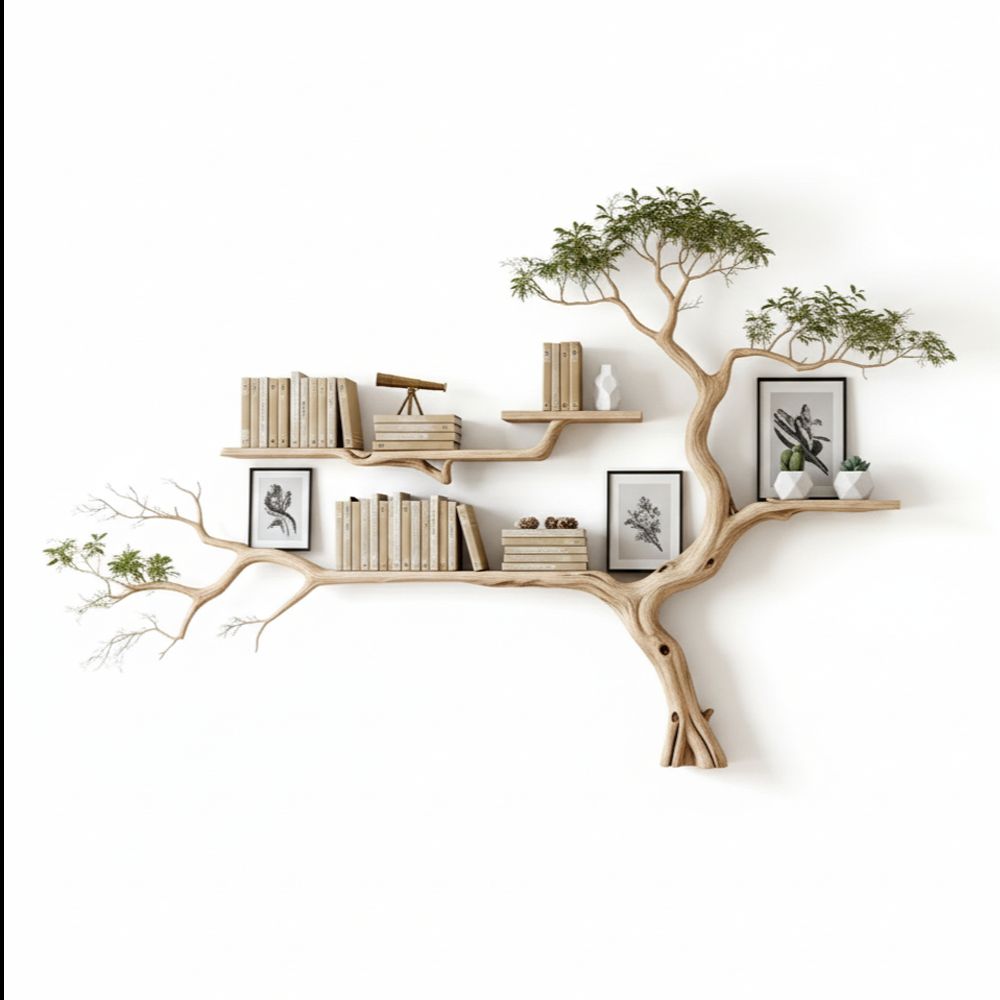 Handmade Tree-Shaped Bookshelf Natural Wood Wall - Adult & Kids T-Shirts, Sweatshirts & Hoodies apparel design preview 1