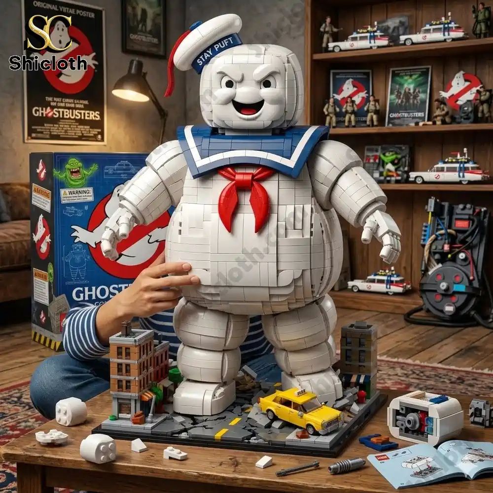 Ghostbusters Stay Puft Marshmallow Man Building Brick - Adult & Kids T-Shirts, Sweatshirts & Hoodies apparel design preview 1