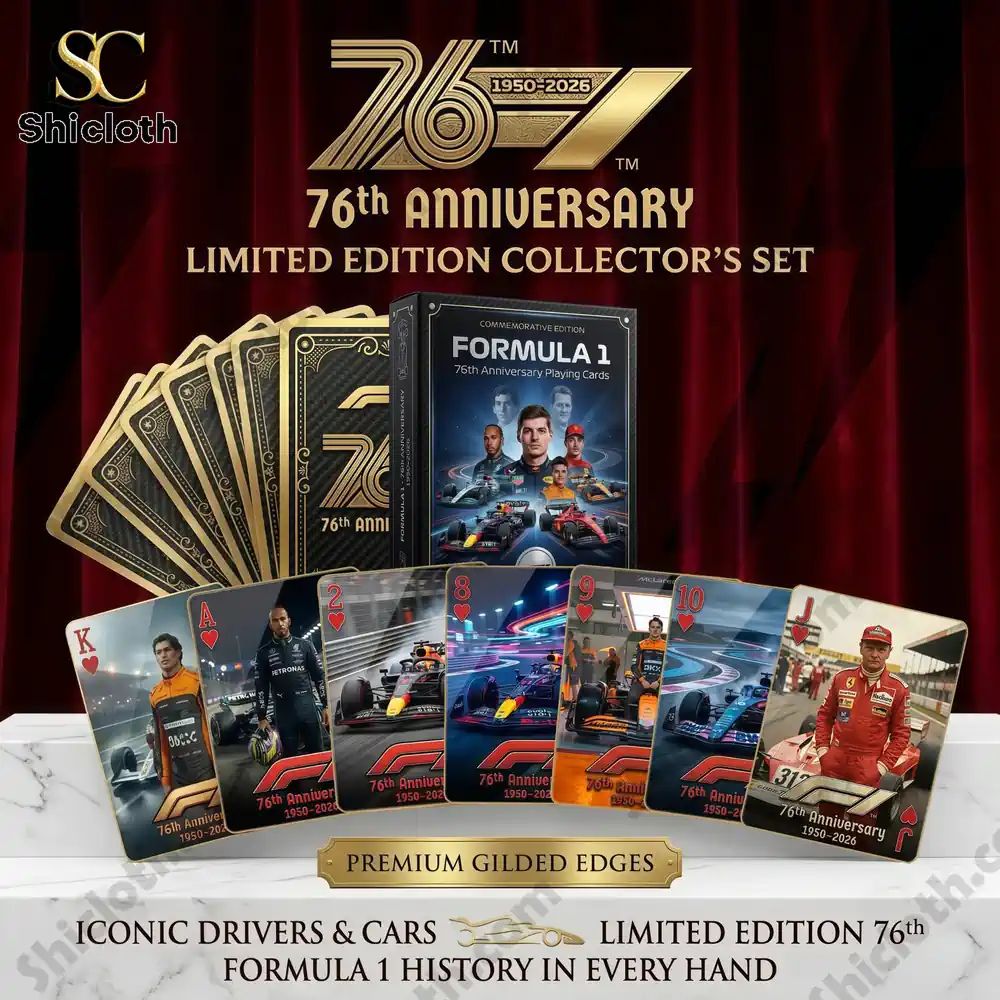 Formula 1 76th Anniversary Playing Cards - Adult & Kids T-Shirts, Sweatshirts & Hoodies apparel design preview 1