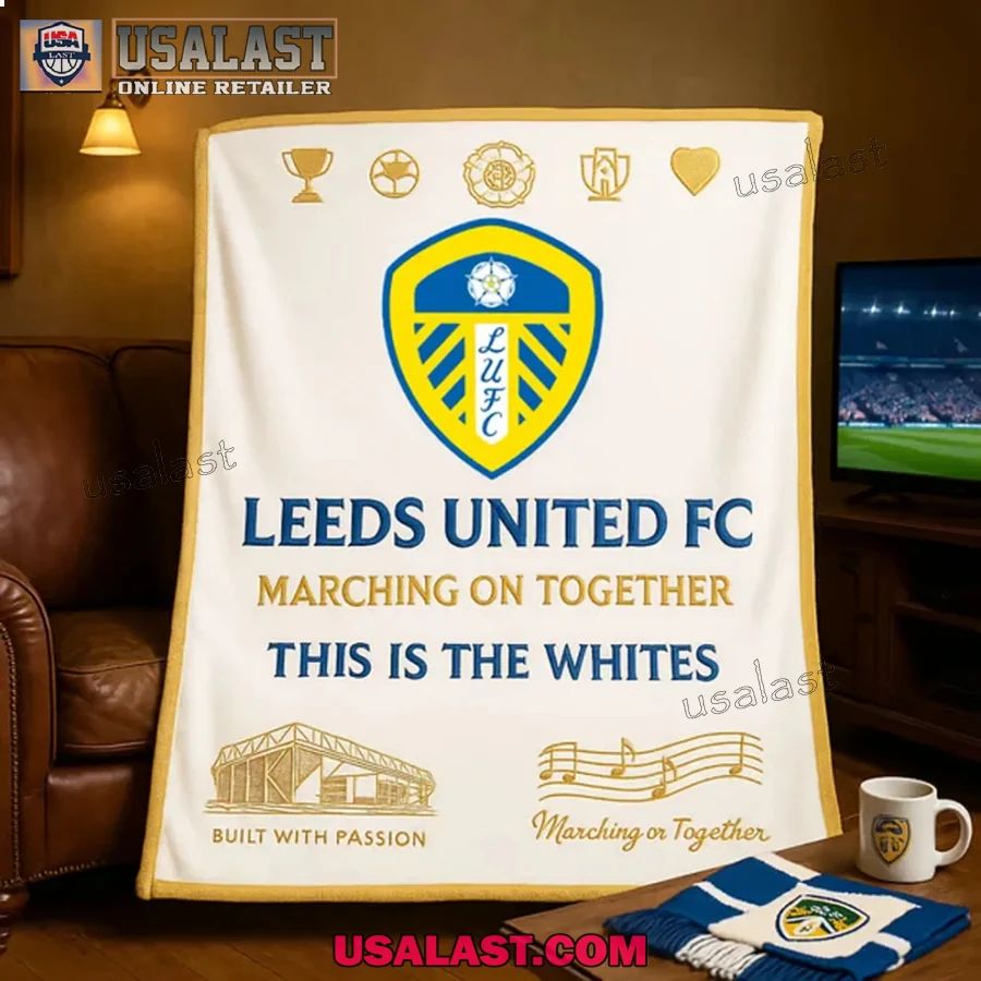 Leeds United FC The Whites Match Day Blanket - Adult & Kids T-Shirts, Sweatshirts & Hoodies apparel design preview 1