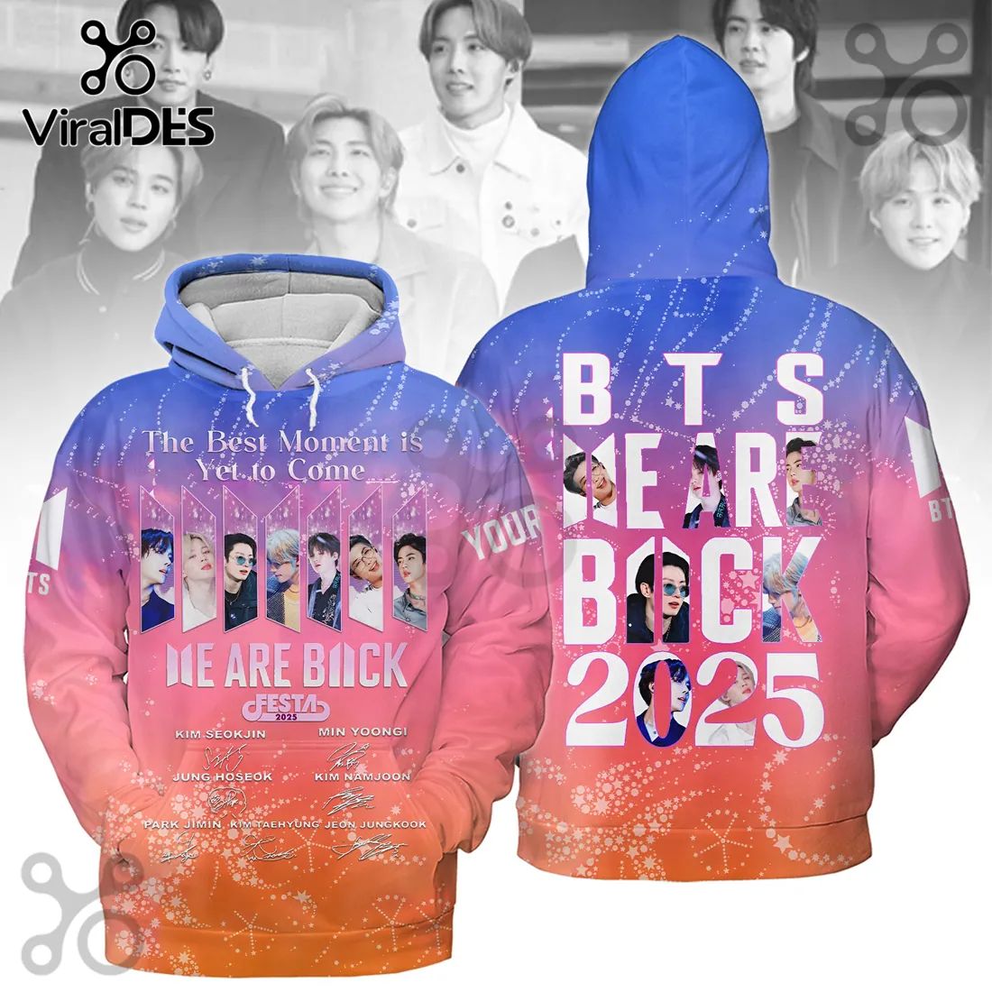 BTS Festa 2025 Members Sunset - Adult & Kids T-Shirts, Sweatshirts & Hoodies apparel design preview 1