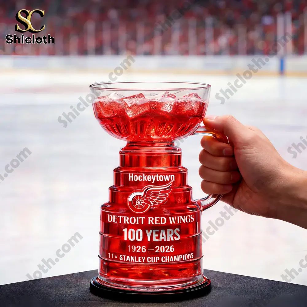 Red Wings 100th Anniversary Stanley Cup Trophy Beer - Adult & Kids T-Shirts, Sweatshirts & Hoodies apparel design preview 1
