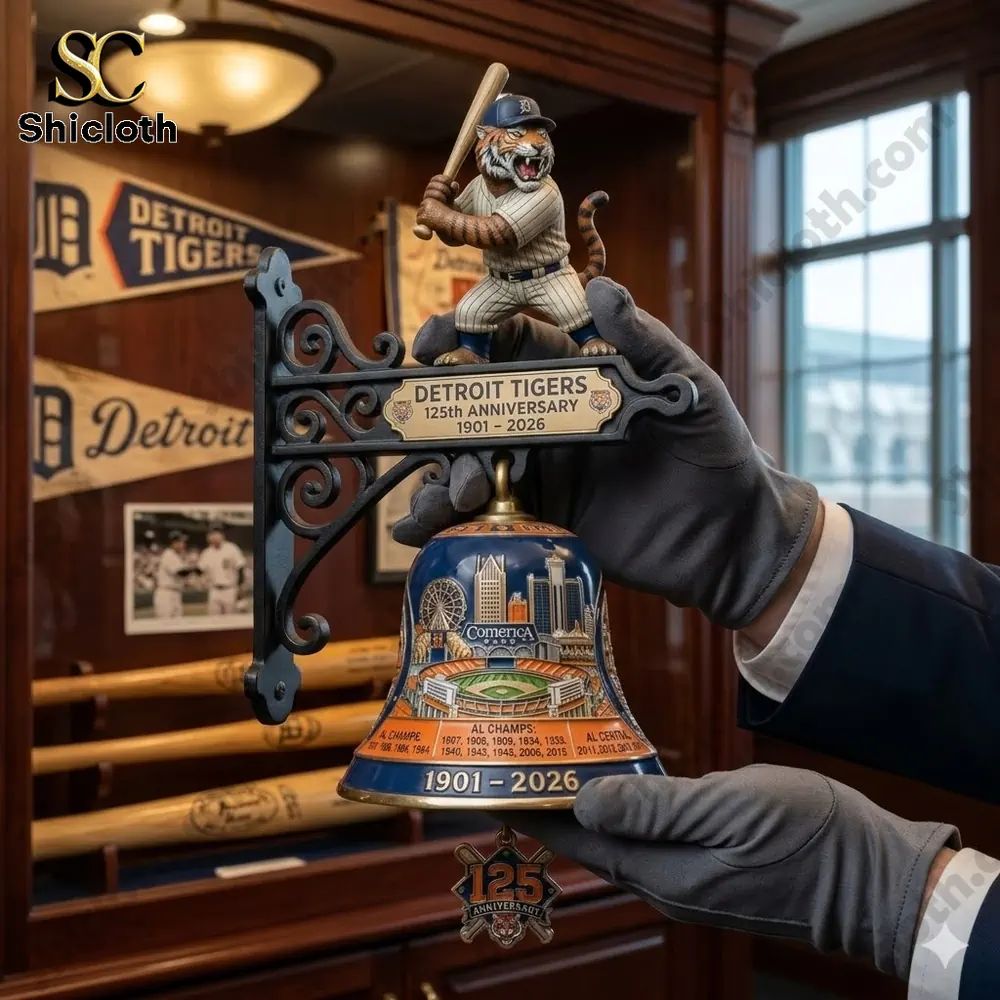 Detroit Tigers 125th Anniversary 1901-2026 Wall Bell - Adult & Kids T-Shirts, Sweatshirts & Hoodies apparel design preview 1