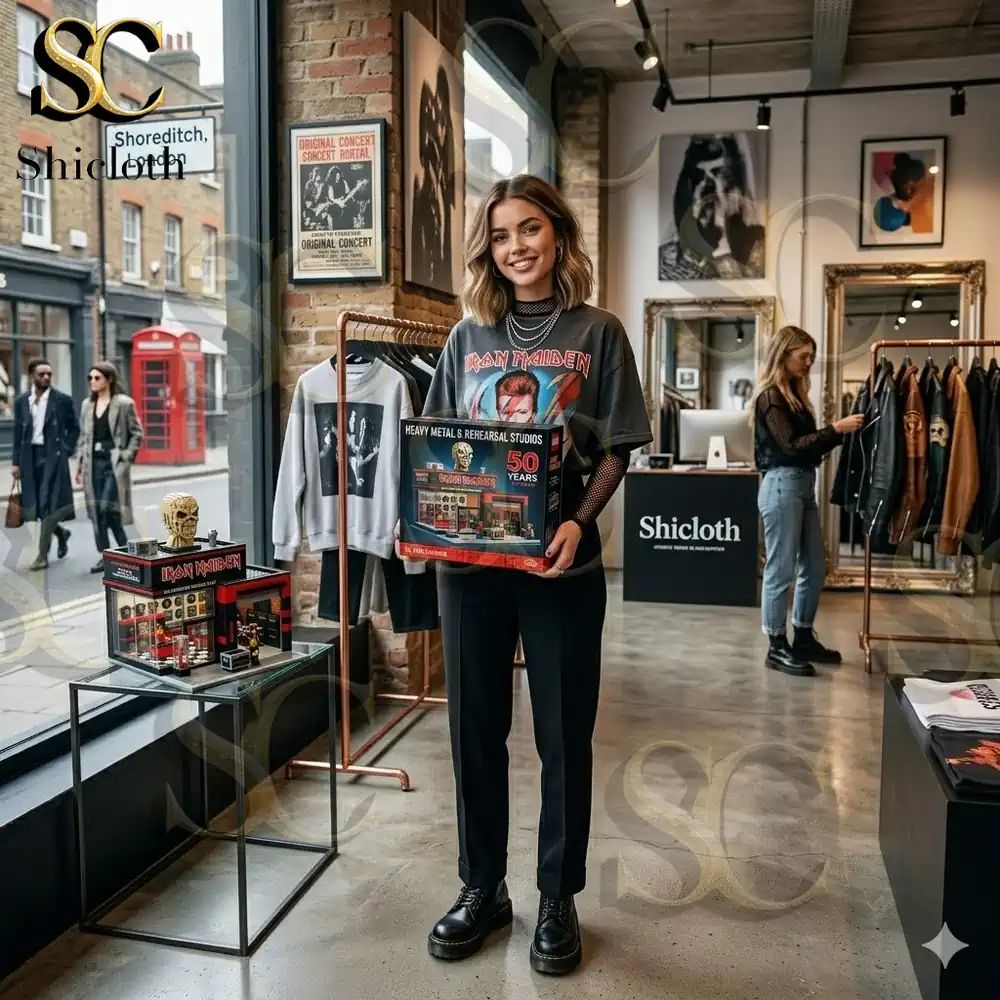 Iron Maiden 50th Anniversary Pop Up Shop Building - Adult & Kids T-Shirts, Sweatshirts & Hoodies apparel design preview 1