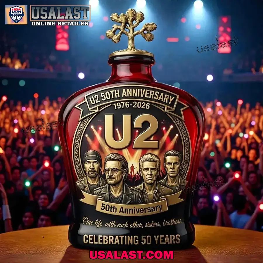 U2 Rock Band 50th Anniversary Whisky Bottle - Adult & Kids T-Shirts, Sweatshirts & Hoodies apparel design preview 1