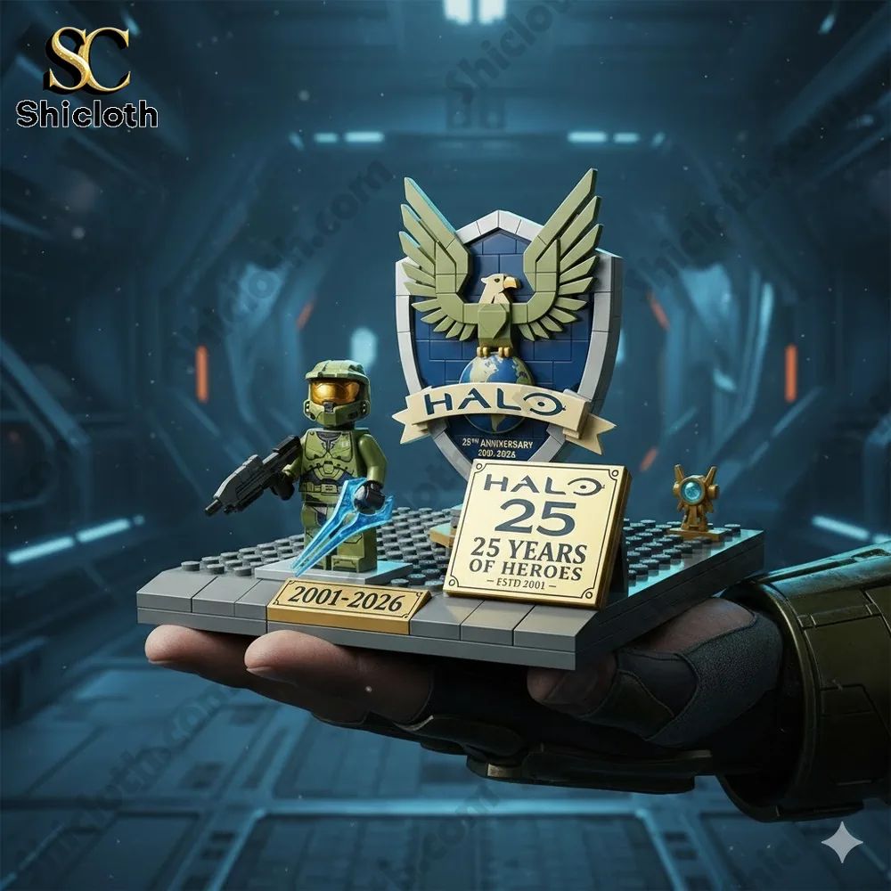 Halo Master Chief 25Th Anniversary Building Brick - Adult & Kids T-Shirts, Sweatshirts & Hoodies apparel design preview 1
