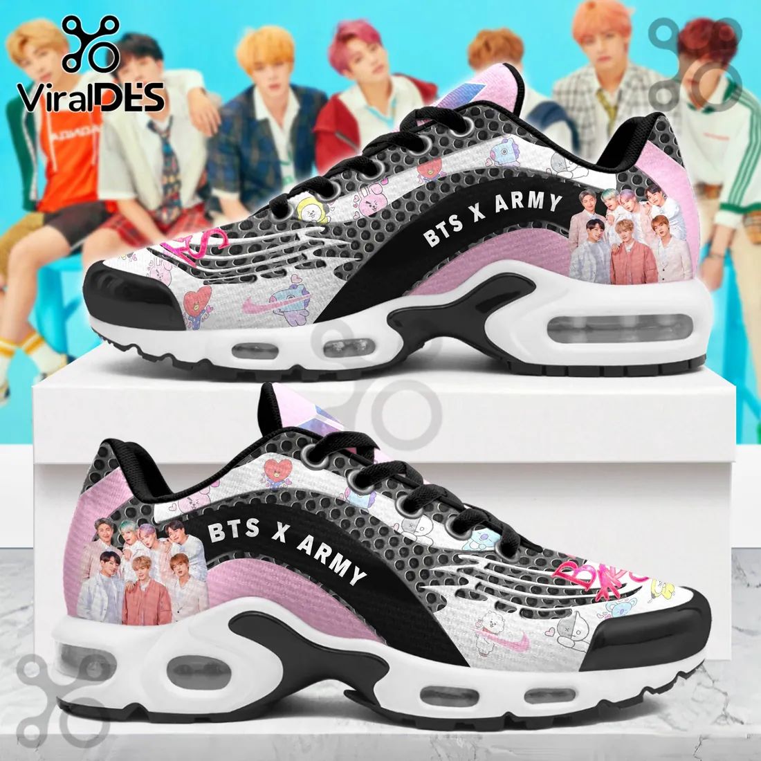 BTS x ARMY Pattern Athletic Running Shoes - Adult & Kids T-Shirts, Sweatshirts & Hoodies apparel design preview 1