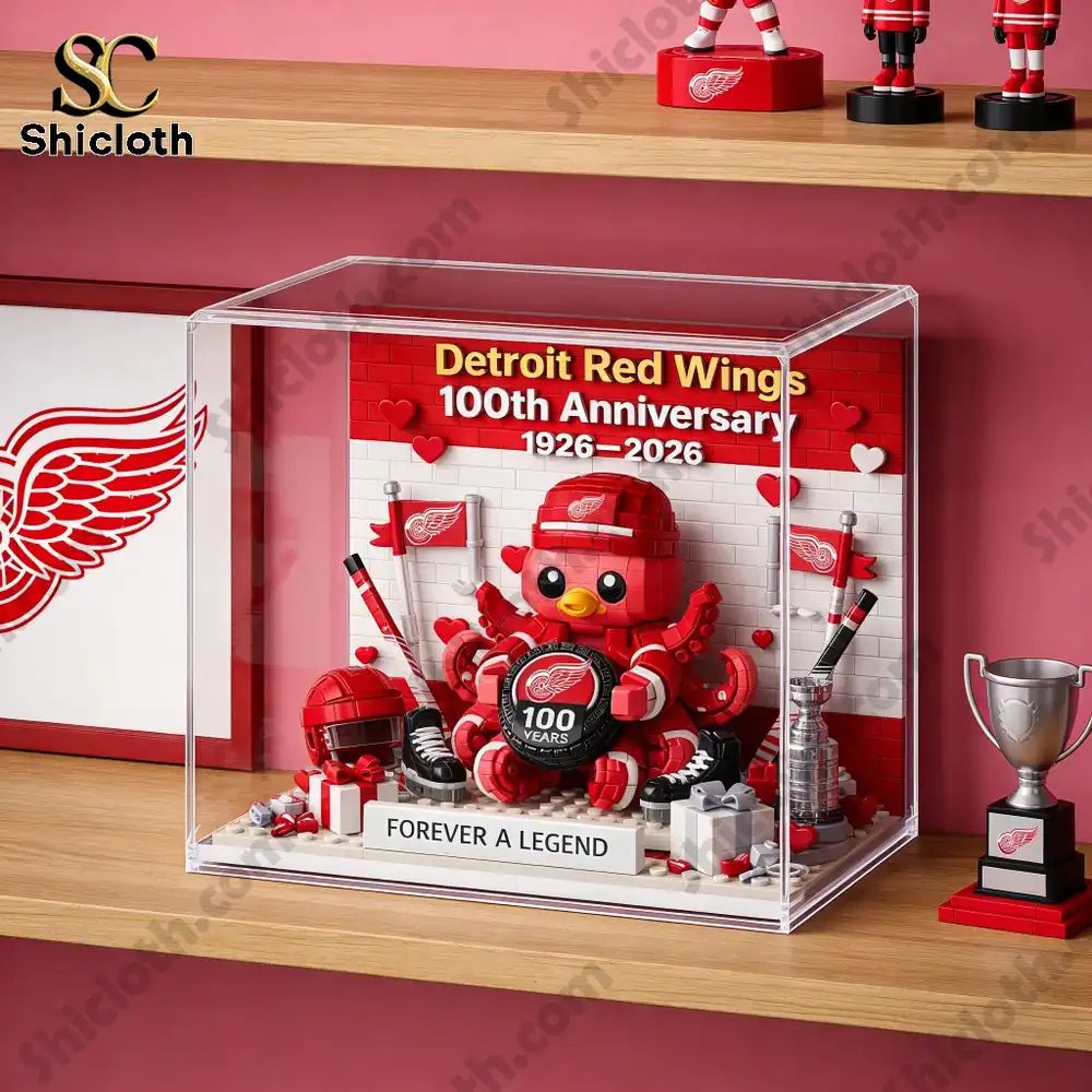 Red Wings 100th Anniversary Octopus Brick Diorama Set - Adult & Kids T-Shirts, Sweatshirts & Hoodies apparel design preview 1