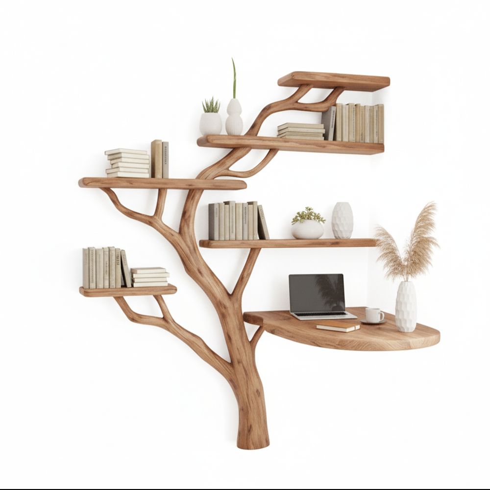 Handcrafted Console Table Tree-Shaped Bookshelf Set - Adult & Kids T-Shirts, Sweatshirts & Hoodies apparel design preview 1