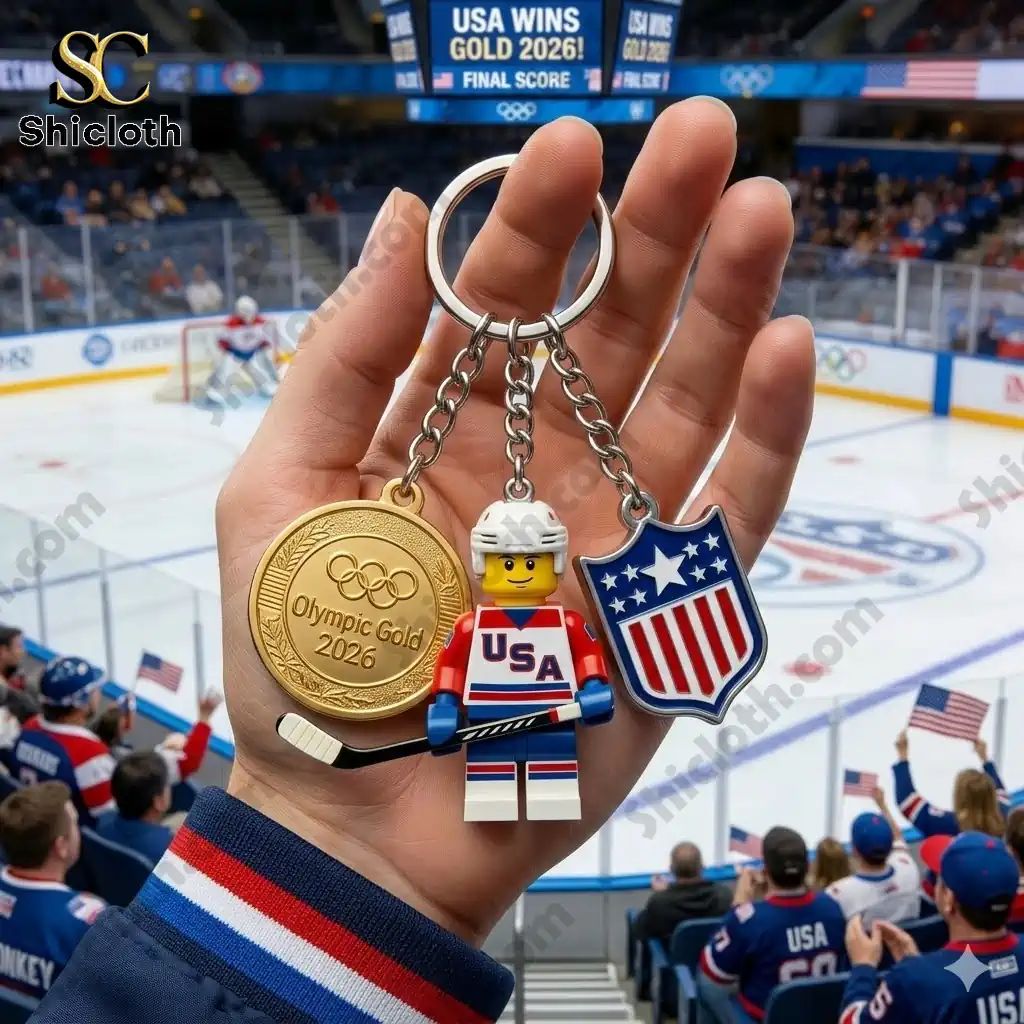 USA Hockey Olympic Gold 2026 Keychain - Adult & Kids T-Shirts, Sweatshirts & Hoodies apparel design preview 1