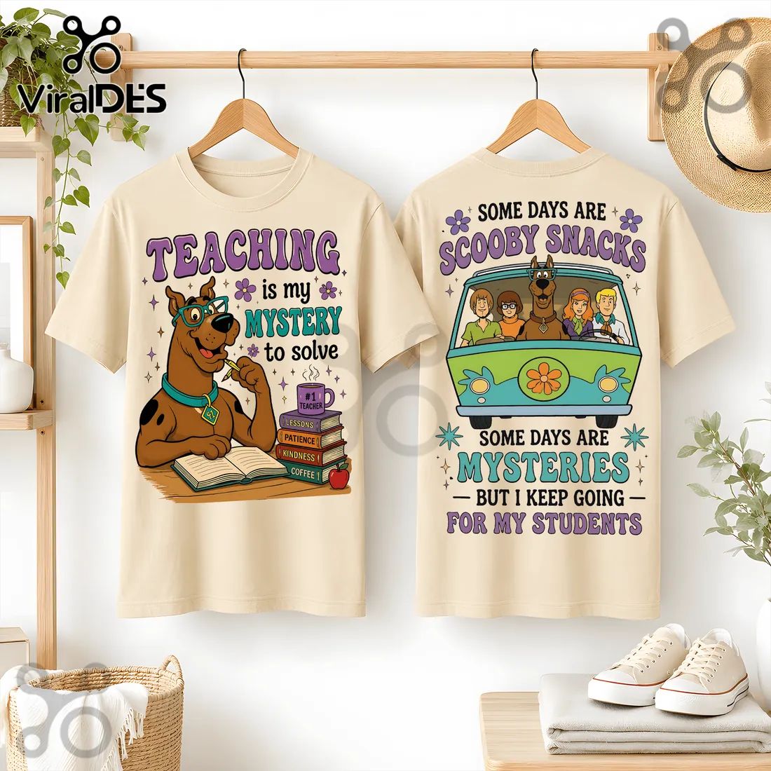 Scooby-Doo Teacher Mystery Solved Beige - Adult & Kids T-Shirts, Sweatshirts & Hoodies apparel design preview 1
