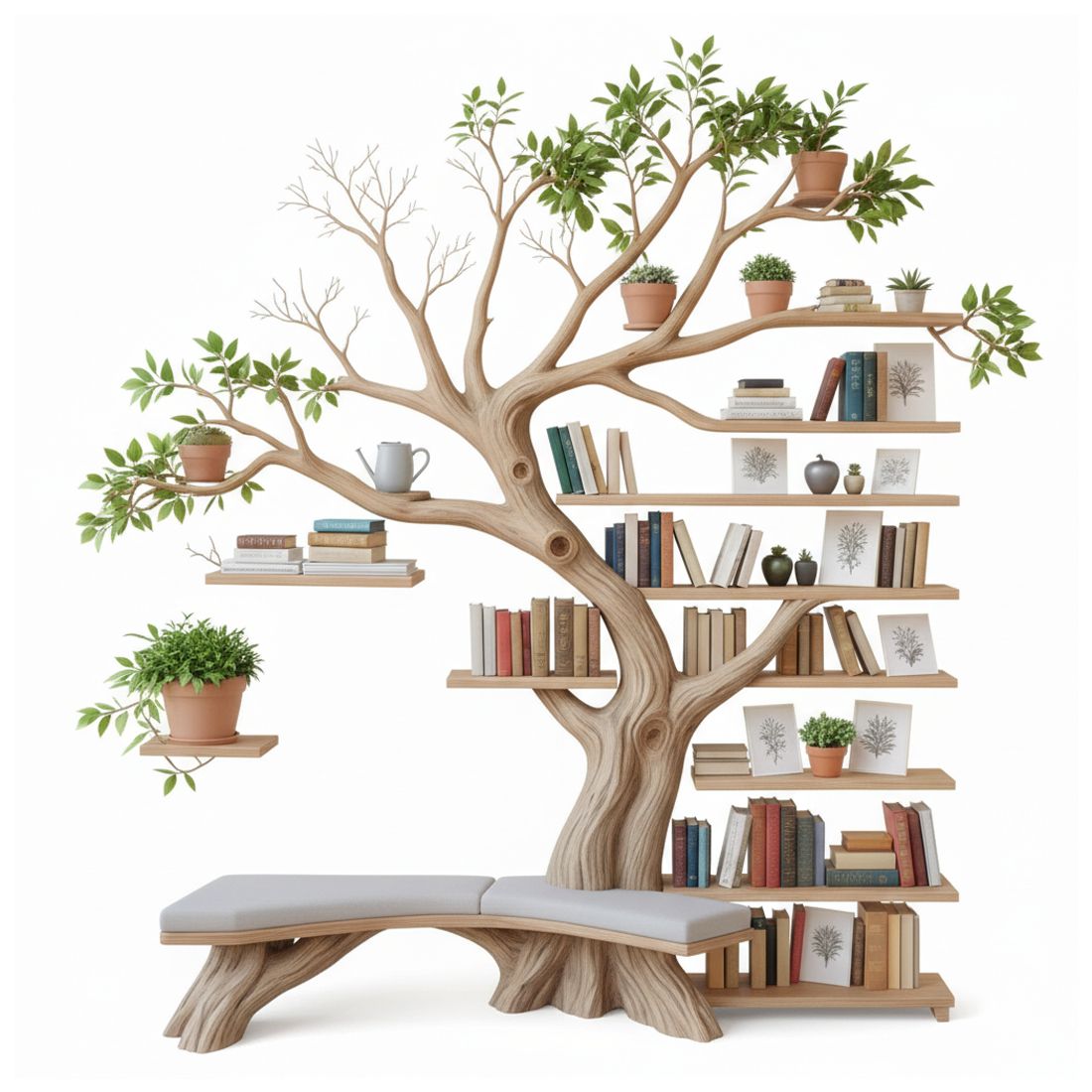 Handcrafted Tree Branch Shelf Functional Art for Your - Adult & Kids T-Shirts, Sweatshirts & Hoodies apparel design preview 1