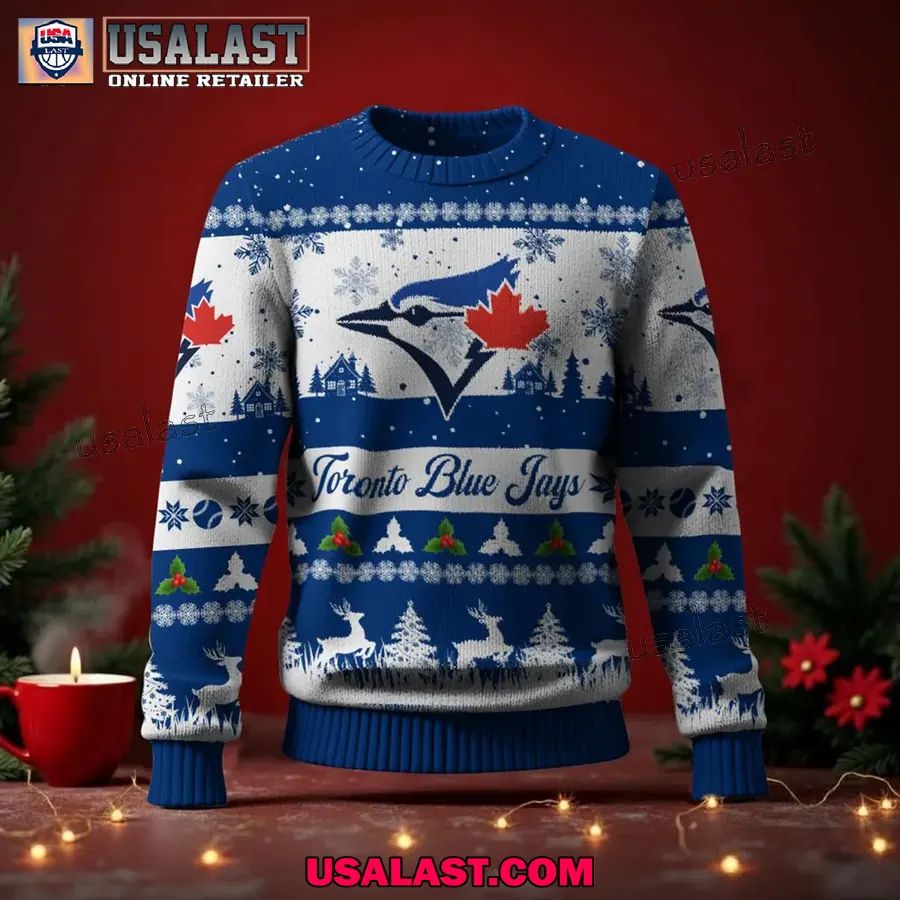 Toronto Blue Jays Ugly Christmas Sweater Jumper - Adult & Kids T-Shirts, Sweatshirts & Hoodies apparel design preview 1
