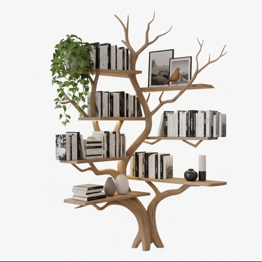 Floating Tree Bookshelf Wall-Mounted Solid Walnut - Adult & Kids T-Shirts, Sweatshirts & Hoodies apparel design preview 1