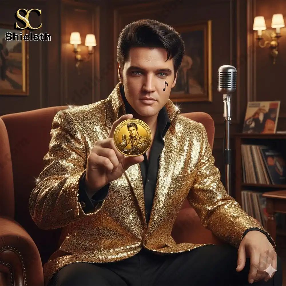 Elvis Presley The King of Rock N Roll Gold - Adult & Kids T-Shirts, Sweatshirts & Hoodies apparel design preview 1