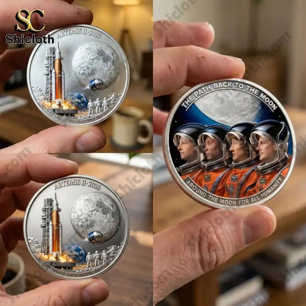 Artemis II Lunar Mission 2026 Commemorative Coin - Adult & Kids T-Shirts, Sweatshirts & Hoodies apparel design preview 1