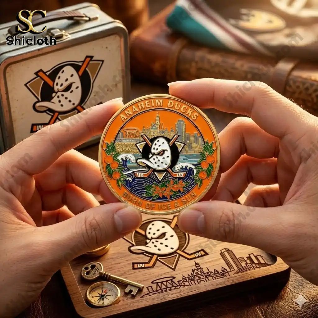 Anaheim Ducks 33rd Anniversary Commemorative Coin - Adult & Kids T-Shirts, Sweatshirts & Hoodies apparel design preview 1