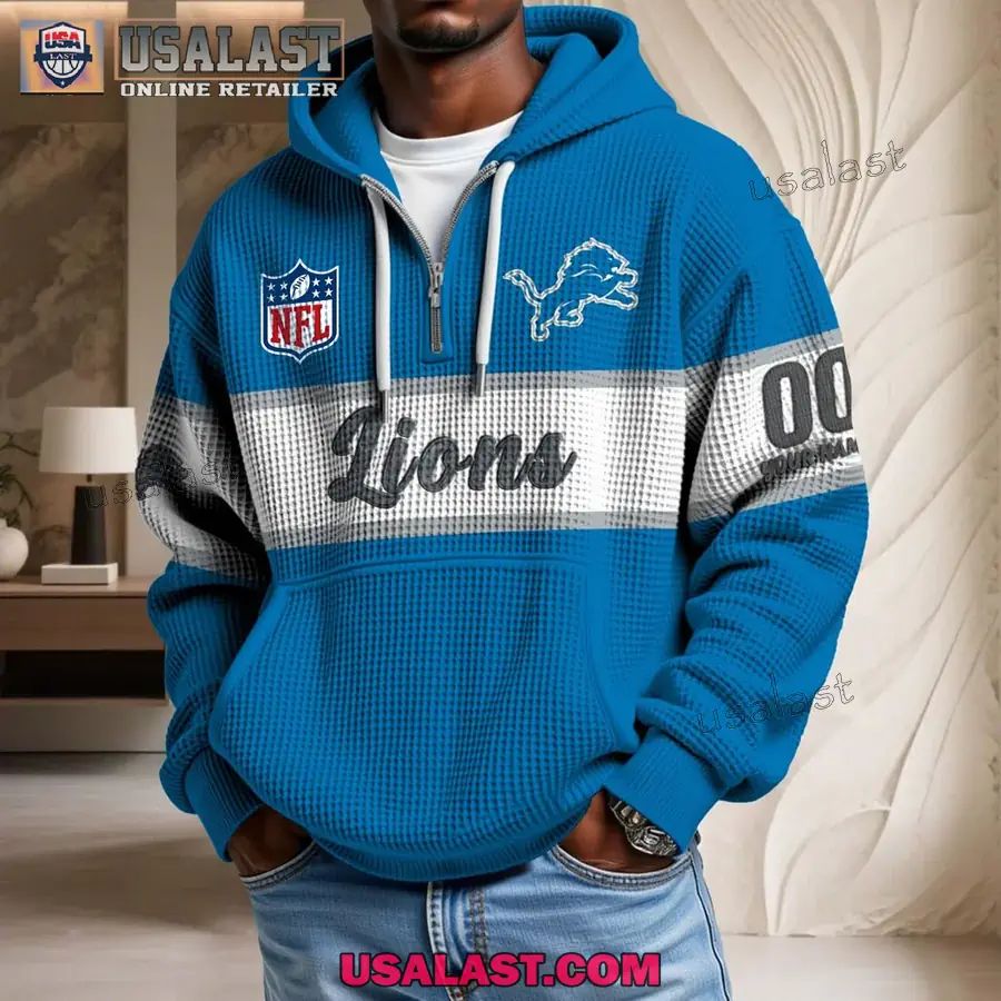 Detroit Lions Waffle Half Zip - Adult & Kids T-Shirts, Sweatshirts & Hoodies apparel design preview 1