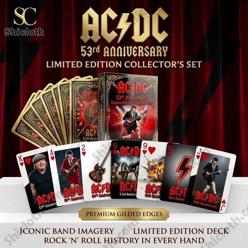 AC_DC 53rd Anniversary Commemorative Playing Cards - Adult & Kids T-Shirts, Sweatshirts & Hoodies apparel design preview 1