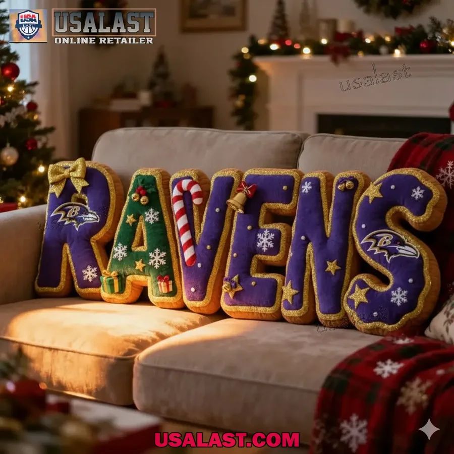 Baltimore Ravens Christmas Plush Pillow - Adult & Kids T-Shirts, Sweatshirts & Hoodies apparel design preview 1
