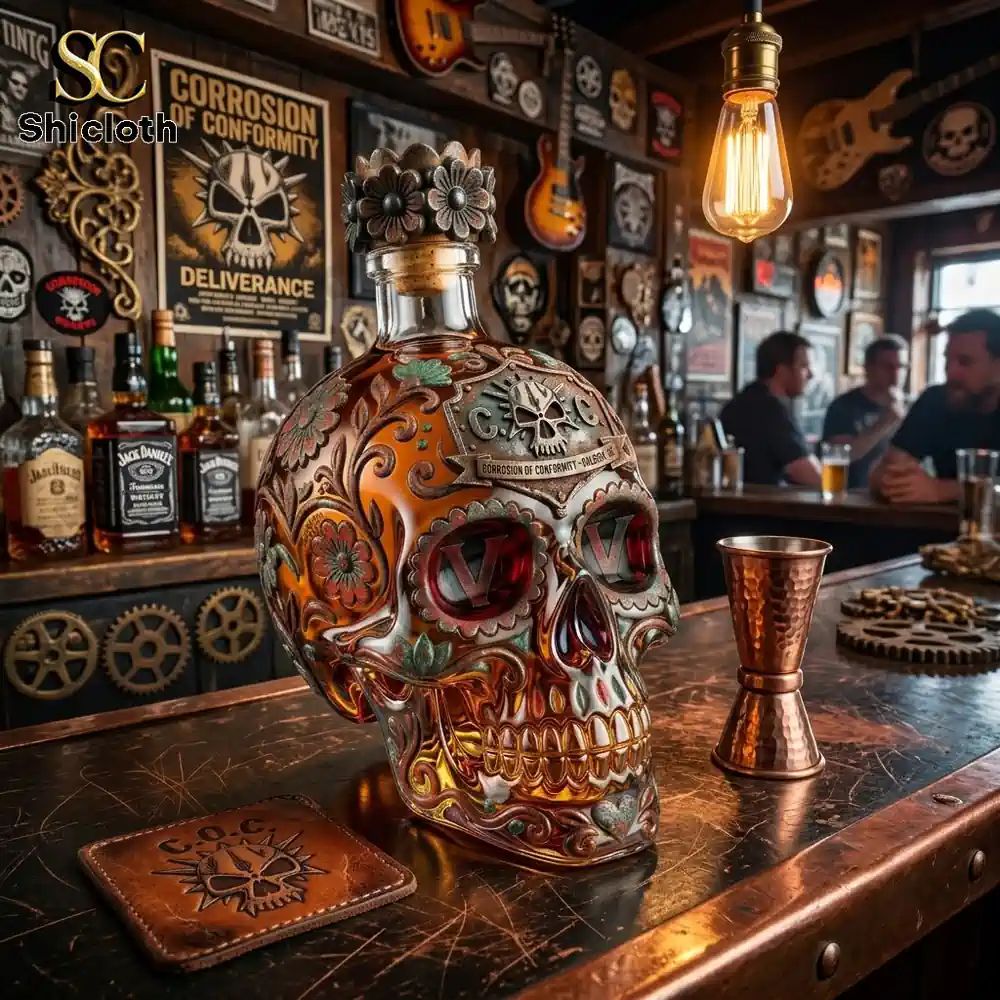 Corrosion Of Conformity Day The Dead Skull Bottle - Adult & Kids T-Shirts, Sweatshirts & Hoodies apparel design preview 1