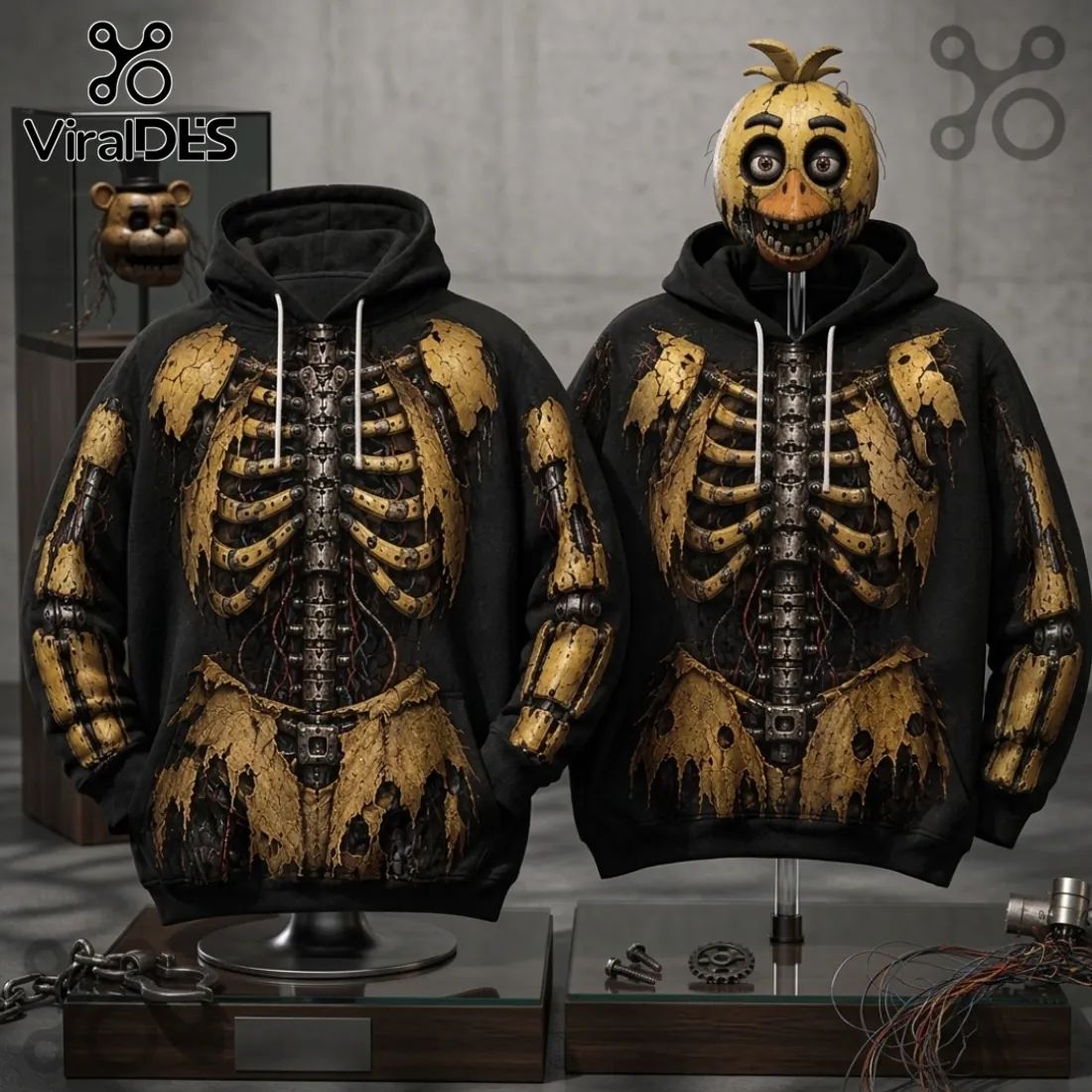 Five Nights at Freddys Chica Mechanical Skeleton - Adult & Kids T-Shirts, Sweatshirts & Hoodies apparel design preview 1