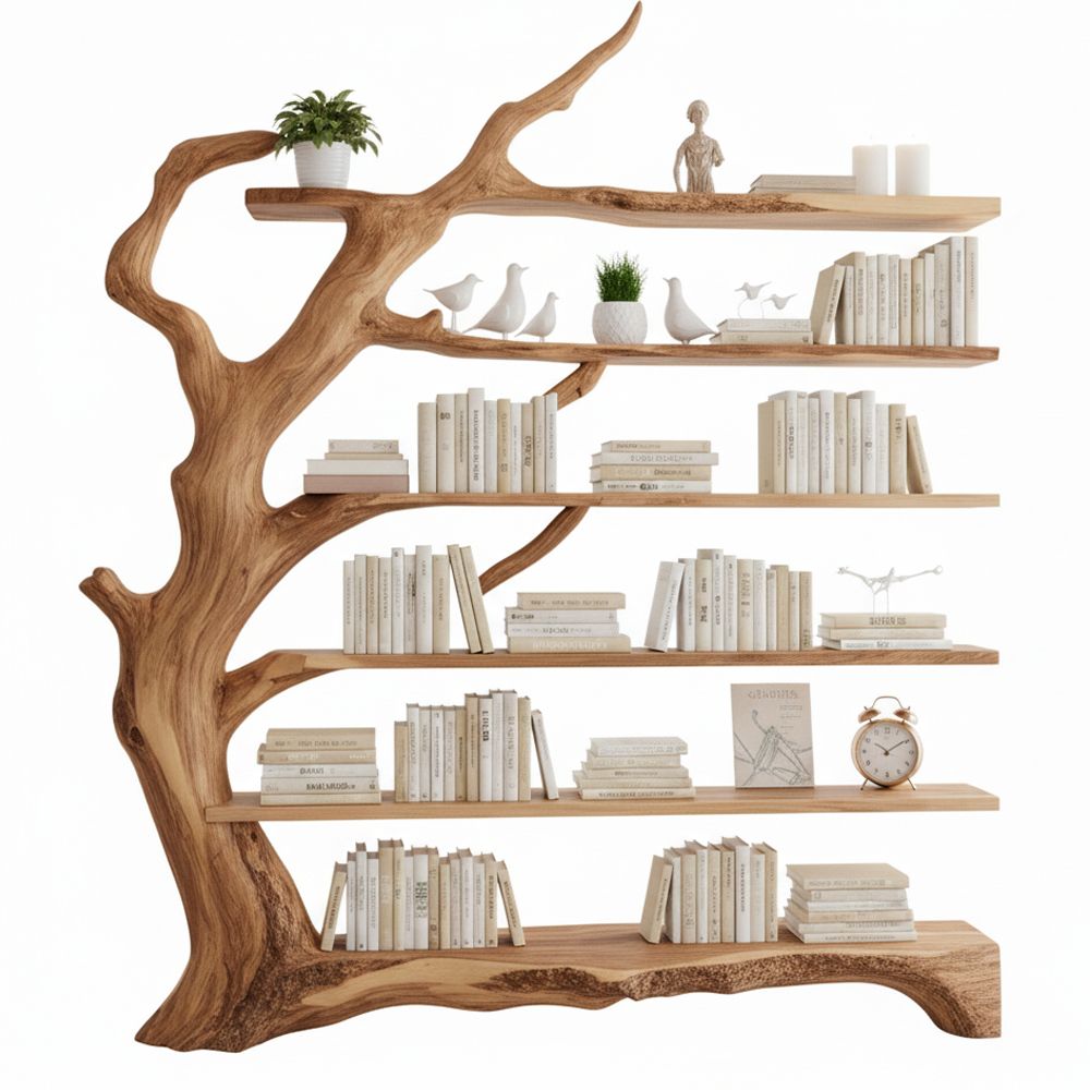 Handcrafted Tree Branch Bookshelf Gift for Book - Adult & Kids T-Shirts, Sweatshirts & Hoodies apparel design preview 1