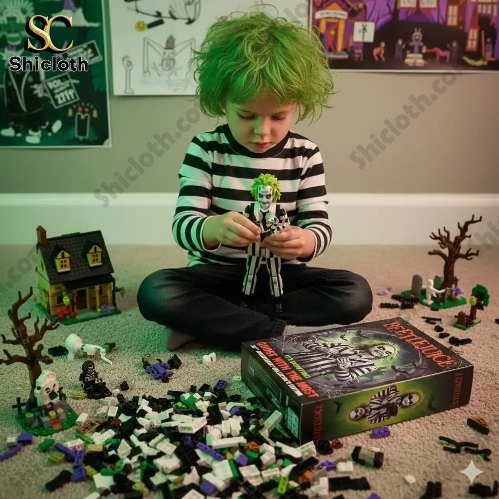Beetlejuice 38th Anniversary Building Block Set - Adult & Kids T-Shirts, Sweatshirts & Hoodies apparel design preview 1