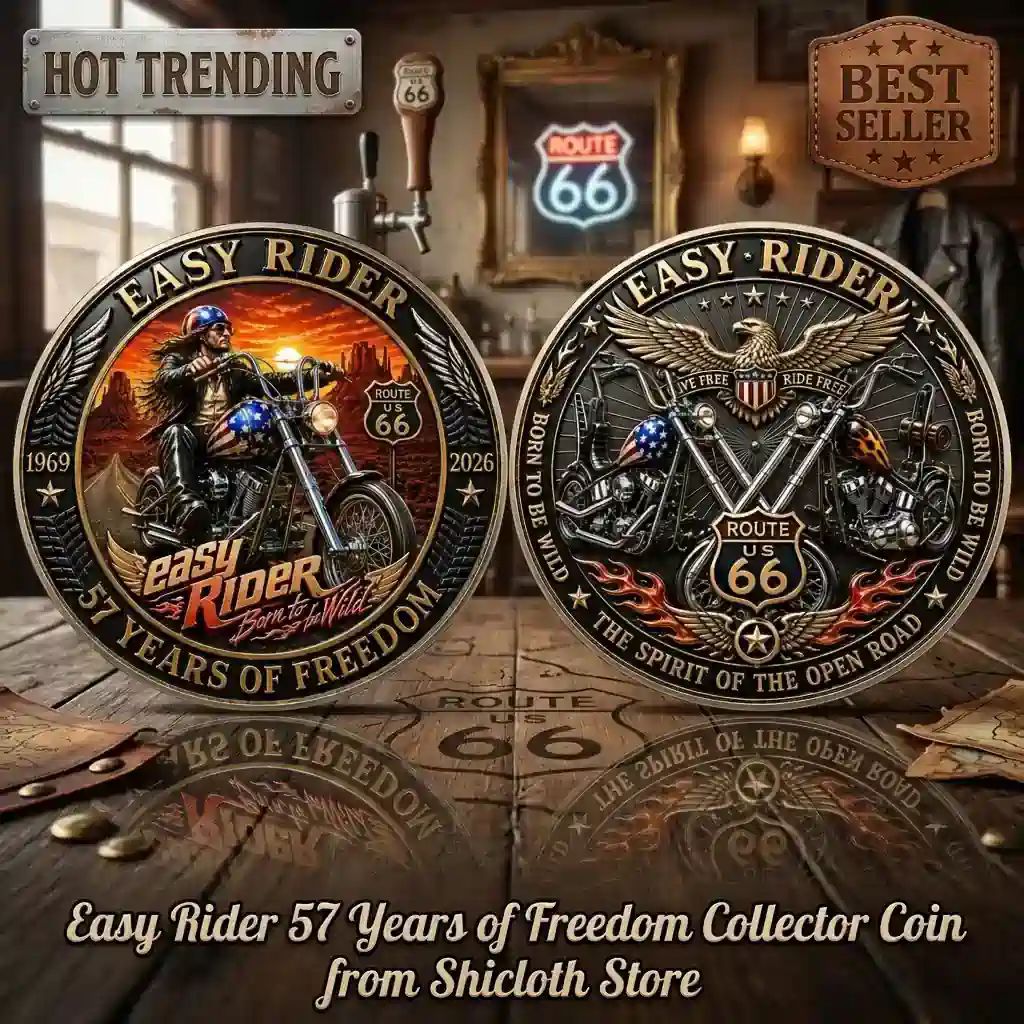 Easy Rider 57 Years of Freedom Collector Coin - Adult & Kids T-Shirts, Sweatshirts & Hoodies apparel design preview 1