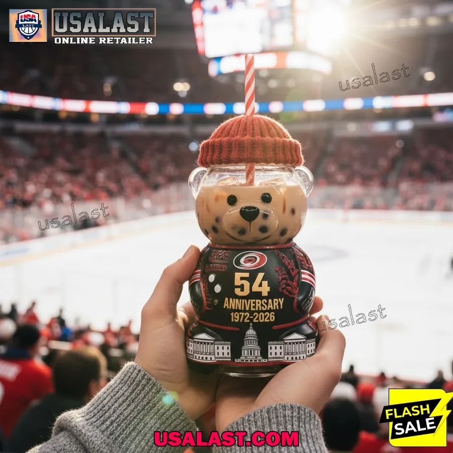 Carolina Hurricanes 54th Anniversary 1972-2026 Bear - Adult & Kids T-Shirts, Sweatshirts & Hoodies apparel design preview 1