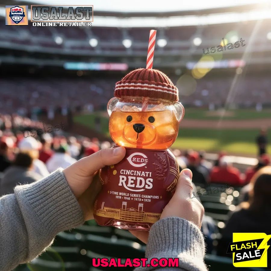 Cincinnati Reds 5 Time World Series Champions Bear - Adult & Kids T-Shirts, Sweatshirts & Hoodies apparel design preview 1