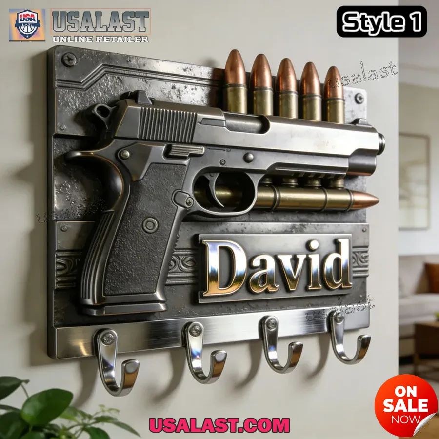 Personalized Pistol Bullet Themed Wall Hooks - Adult & Kids T-Shirts, Sweatshirts & Hoodies apparel design preview 1