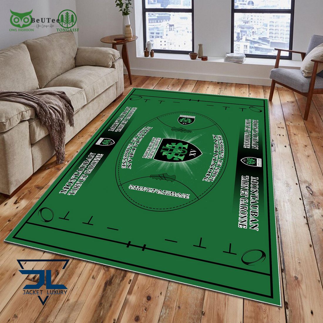 US Montauban French Rugby Carpet Rug - Adult & Kids T-Shirts, Sweatshirts & Hoodies apparel design preview 1