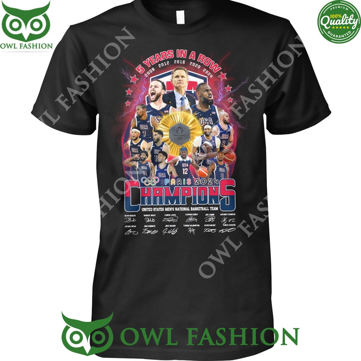 US National Basketball team 5 years in a row - Adult & Kids T-Shirts, Sweatshirts & Hoodies apparel design preview 1